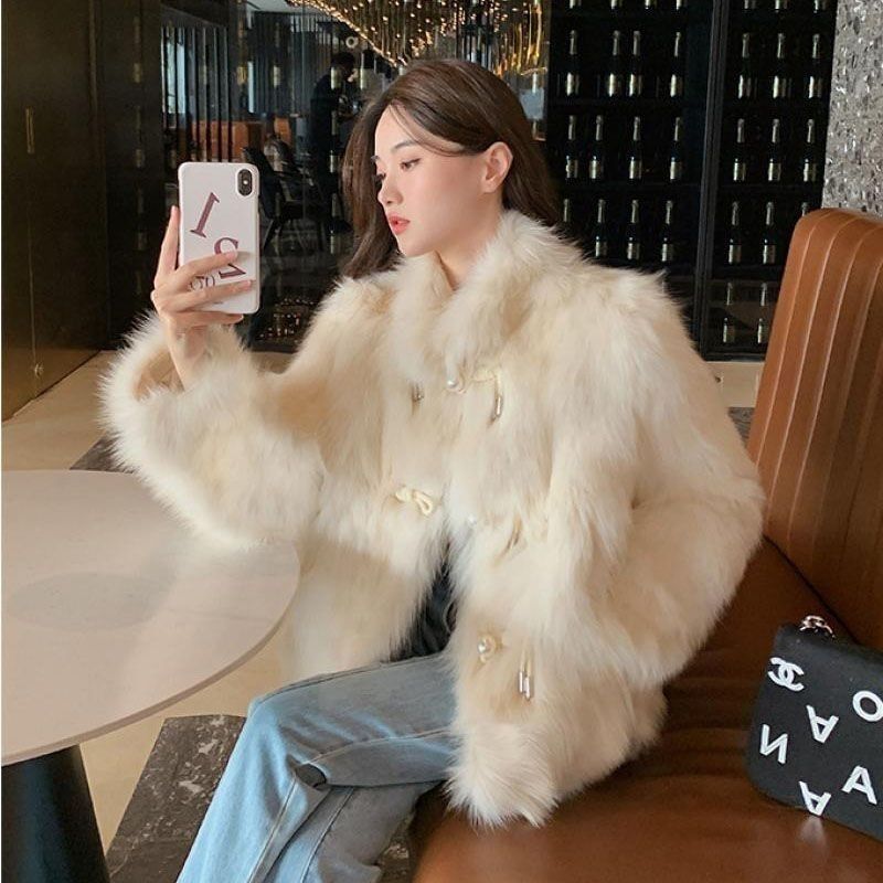 Quality Winter Clothing Brand - High-Quality Puffy Jacket Pearl Buttons Fur
