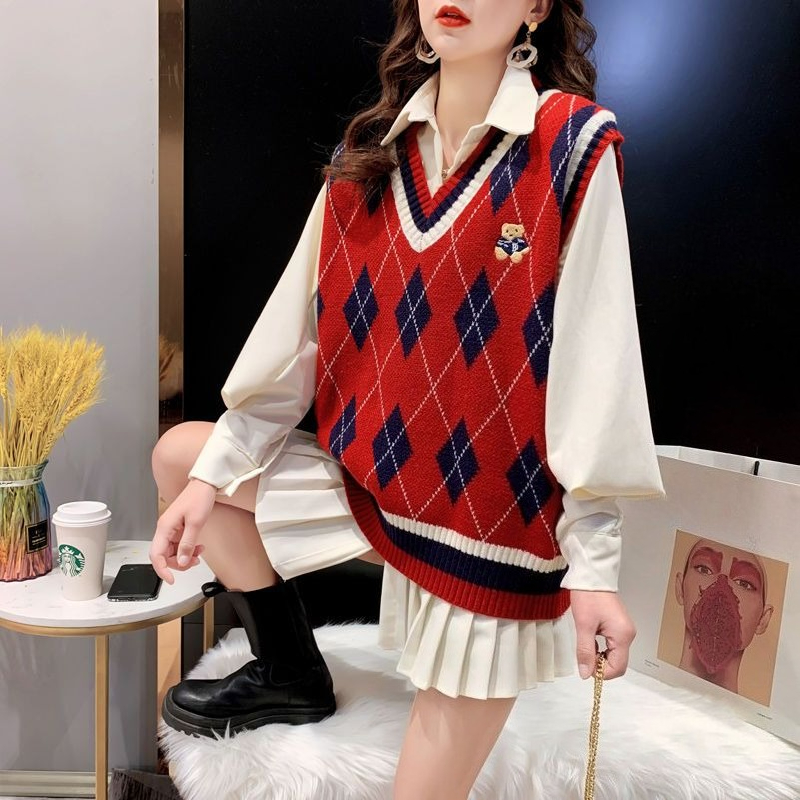 Winter Clothing Offer - Red Knit Vests for Women Sleeveless