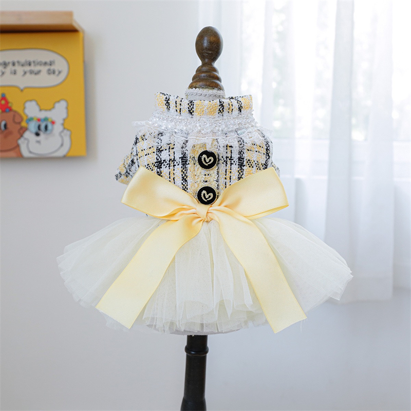 Winter Clothing In French - Yellow Ribbon Dresses for Dogs Sweet