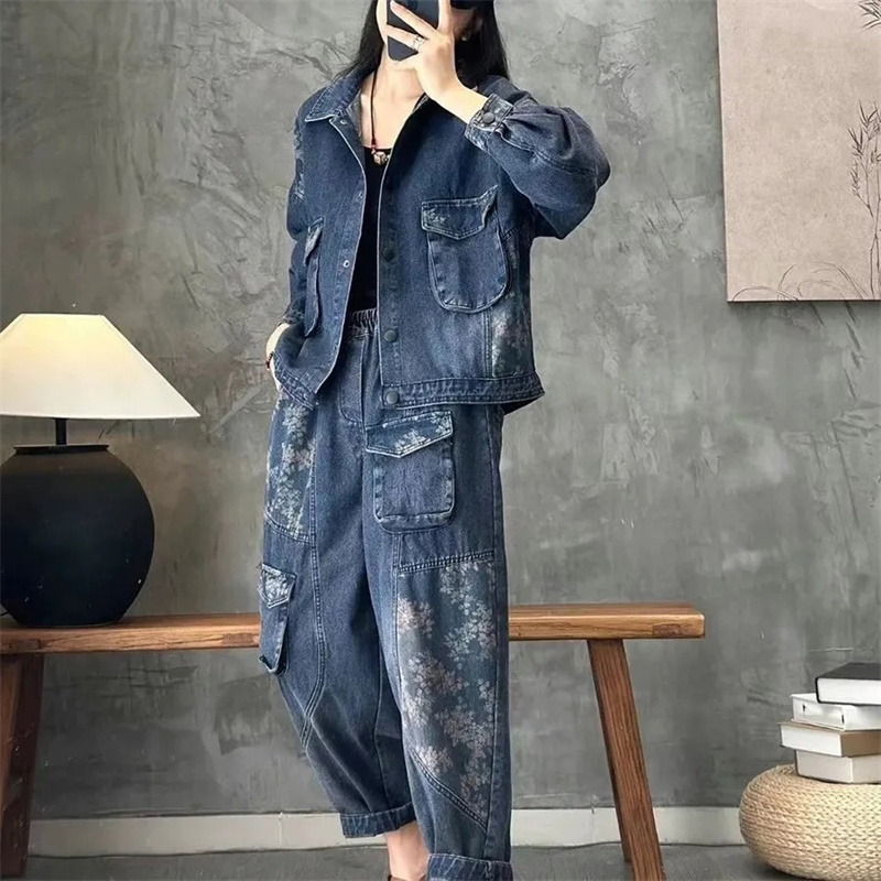 Winter Clothing Deals - 2025 Autumn Denim jacket Suits Plaid