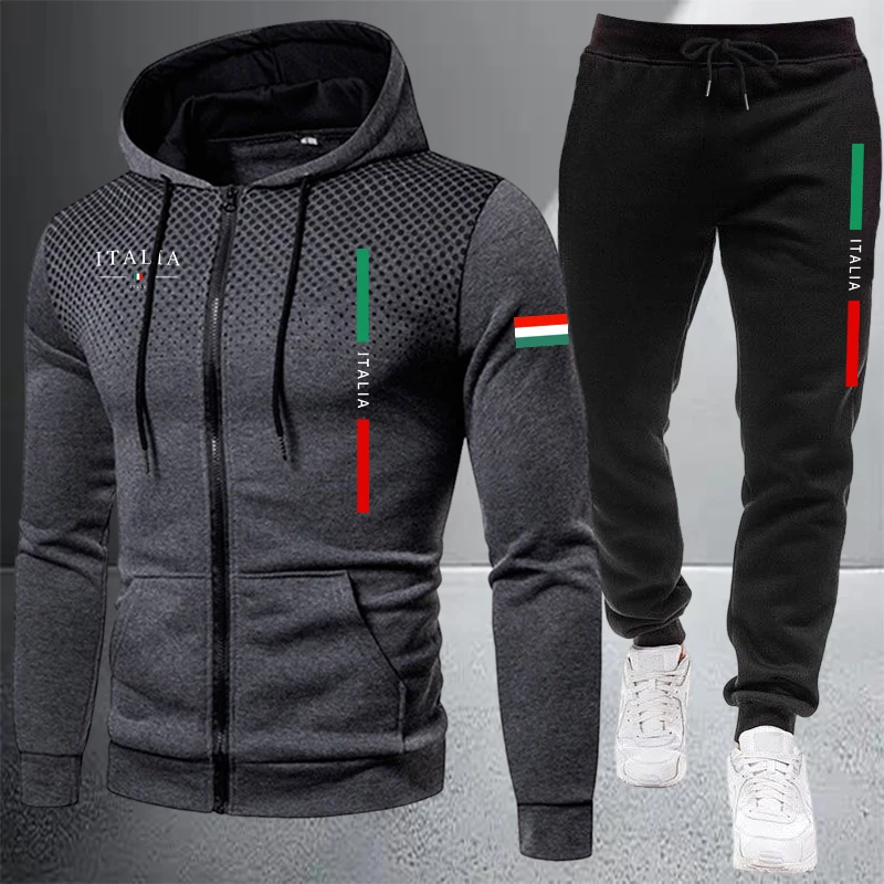Men's Tracksuit Casual Zip Hoo - Winter Clothing Matching recension och pris