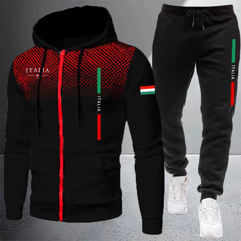 Men's Tracksuit Casual Zip Hoo - Winter Clothing Matching recension och pris