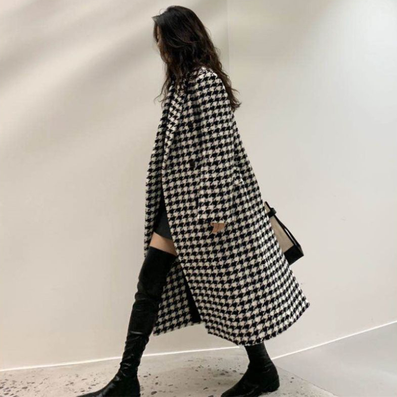 Houndstooth Blends Women Long  - Winter Clothing In French recension och pris