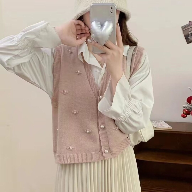 Pink Knit Vests For Women Casu - Winter Clothing Offer recension och pris