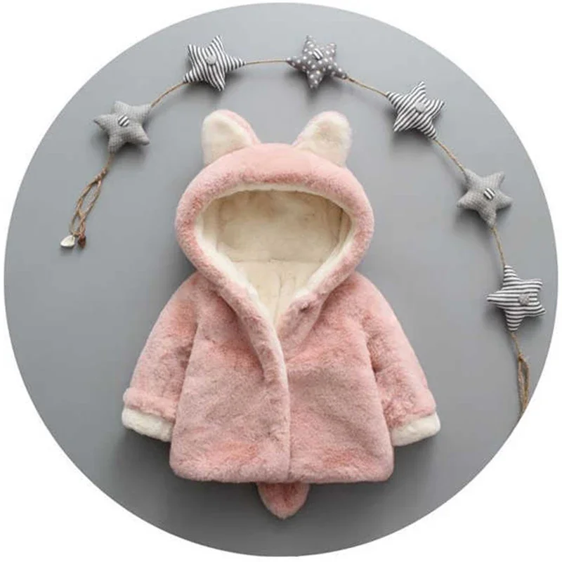 Cute Cat Ears Plush Baby Jacke - Winter Clothing Toddler recension och pris