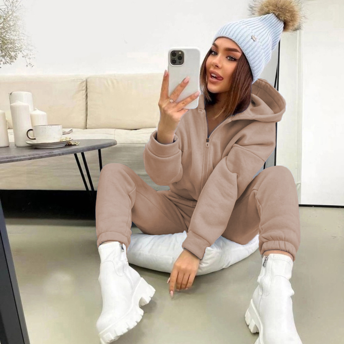 Zipper Hooded Coat Pants Sets  - Winter Clothing Sales recension och pris